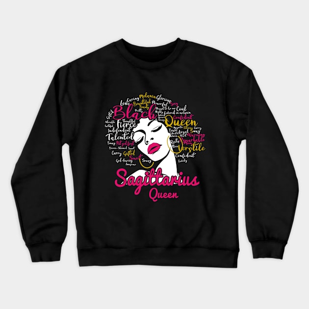 Sagittarius Queen Funny Birthday Gift for Black Women Girl Crewneck Sweatshirt by easleyzzi